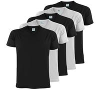 ALPIDEX Men's T-Shirts Pack of 5 V-Neck Men Shirt Tshirt Short Sleeve Cotton Casual Plain S M L XL XXL 3XL 4XL 5XL, Size:5XL, Colour:Black/White
