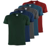 ALPIDEX Men's T-Shirts Pack of 5 V-Neck Men Shirt Tshirt Short Sleeve Cotton Casual Plain S M L XL XXL 3XL 4XL 5XL, Size:XXL, Colour:Earth