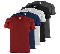 ALPIDEX Men's T-Shirts Pack of 5 V-Neck Men Shirt Tshirt Short Sleeve Cotton Casual Plain S M L XL XXL 3XL 4XL 5XL, Size:5XL, Colour:Fire