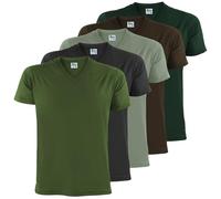 ALPIDEX Men's T-Shirts Pack of 5 V-Neck Men Shirt Tshirt Short Sleeve Cotton Casual Plain S M L XL XXL 3XL 4XL 5XL, Size:m, Colour:Forest