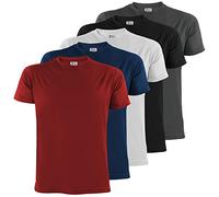 ALPIDEX Men's T-shirts Pack of 5 with round neck, plain Size S M L XL XXL 3XL 4XL 5XL, Size:L, Colour:Fire