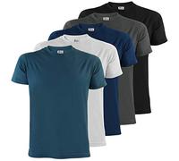 ALPIDEX Men's T-shirts Pack of 5 with round neck, plain Size S M L XL XXL 3XL 4XL 5XL, Size:xl, Colour:Water