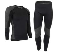 ALPIDEX Men's Thermal Underwear, Functional Thermal Underwear Set - breathable, warming and quick-drying, Size:2XL/3XL, Colour:Black-Grey