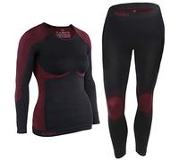 ALPIDEX Women's Functional Underwear Thermal underwear Ski Underwear - breathable, warming and quick-drying, Size:2XL/3XL, Colour:Black-Red