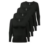 ALPIDEX Women's Long Sleeve Tops 4 Pack Basic Cotton Stretch Shirt Undershirt Round Neck Plain Layer Top, Size:m, Colour:Black
