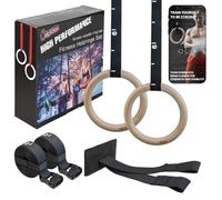ALPIDEX wood gym rings gymnastic rings including door anchor and fastening loops | in book with exercises