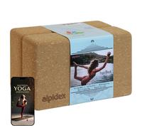 ALPIDEX Yoga block set of 2 incl. e-book with 100 exercises ecological and sustainable natural cork from Portugal cork block yoga pilates fitness