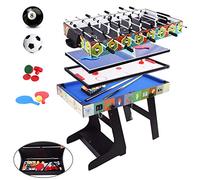 ALPIKA 4FT 4 in 1 Muliti Sports Game Table, Folding Combo Game Table - Pool/Snooker Table, Air Hockey Table, Table Tennis Table, Football Table with Accessory Storage Box