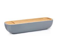 Alpina Bread Bin with Bamboo Lid/Chopping Board Handles 40 x 12.2 x 8.5 cm Grey