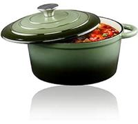 alpina Cast Iron Frying Pan with Lid Diameter 24 cm for All Heat Sources Green