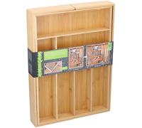 alpina Ecological Bambu Extendable Cutlery Tray with 6 to 8 Compartments, 46 cm x 34-56.5 cm x 6 cm