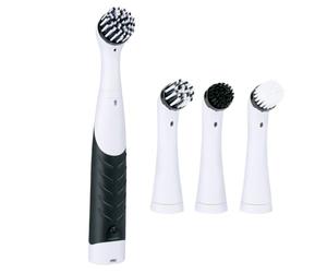 Alpina Electric Cleaning Brush - Bathroom Brush IPX5 with 4 Attachments - Battery Device for Kitchen and Tiles - Handheld Device with Rubber Handle