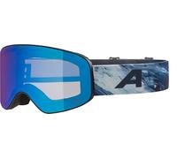ALPINA FERNIE Q-LITE Mirrored Ski Goggles for Children, Contrast Enhancing & Polarised OTG Lenses, Ideal for Glasses Wearers, with 100% UV Protection, Matte Black/Blue