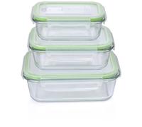 alpina Food Storage Containers with Lids - Glass - 6-Piece - Glass Container - Storage Box - Microwave, Freezer, Over and Dishwasher Safe - 370, 640