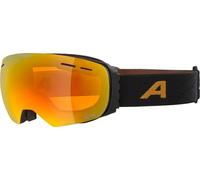 ALPINA GRANBY Q-LITE - Mirrored, contrast-enhancing & polarized ski goggles with 100% UV protection for adults, black-gold matt, one size