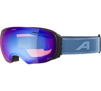 ALPINA GRANBY Q-LITE - Mirrored, contrast-enhancing & polarized ski goggles with 100% UV protection for adults, black-smoke-blue matt, one size