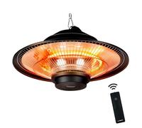 alpina GS-1500 Infrared Heater, 1500 W, Indoor and Outdoor Use, with Remote Control, IP44, Ceiling Mount, Diameter 42.5 x 12.5 cm, Black