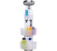 alpina Hanging Shower Basket - 71 x 25 cm - Shower Shelf without Drill - Adjustable Drawers - White