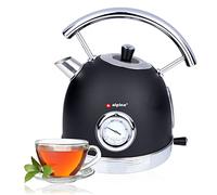 Alpina Kettle - Retro - 1.8 L - Integrated Thermostat - Boil Dry Protection - Transparent Water Level - Tea Maker - Black - 1850-2200 W