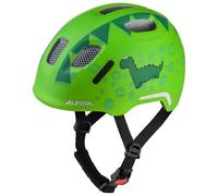 ALPINA XIMO 2 Flash - Lightweight and safe bike helmet for children with integrated LEDs - green dino matt - 49-54