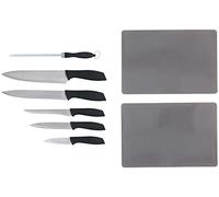 alpina Knife Set - 8 Pieces - Chef's Knife, Carving Knife, Boning Knife, Universal Knife and Peeling Knife - with Sharpener - Cutting Boards