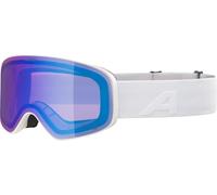 ALPINA LADIS Q Mirrored, Contrast-Enhancing OTG Ski Goggles with 100% UV Protection for Adults, Matte White, One Size