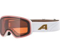 ALPINA LADIS Q Mirrored, Contrast-Enhancing OTG Ski Goggles with 100% UV Protection for Adults, White/Gold Matt, One Size