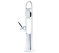 Alpina Metal Toilet Roll Holder with Brush 20 x 80 cm White