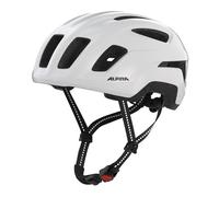 ALPINA PARANUS URBAN - Bike helmet with LED rear light, lightweight Hi-EPS inner shell, large ventilation, individually adjustable, and integrated insect net - white gloss - 52-56