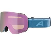 ALPINA PENKEN Q-LITE Mirrored, Contrast Enhancing & Polarised OTG Ski Goggles with 100% UV Protection for Adults, Smoke-Blue, Matt, One Size