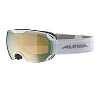 ALPINA PHEOS S Q-LITE - Mirrored, contrast-enhancing & polarized ski goggles with 100% UV protection for adults, white, one size