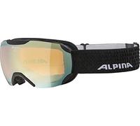 ALPINA PHEOS S Q-LITE - Mirrored, contrast-enhancing & polarized ski goggles with 100% UV protection for adults, black matt, one size