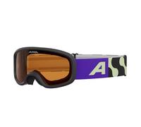 ALPINA Piney 2.0 Anti-Fog, Extremely Robust and Shatterproof Ski Goggles with 100% UV Protection for Children, Matte Black/Lime