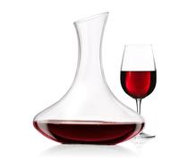 Alpina Premium Glass Decanter - Wine Carafe 1.78 L in Swinging Design | 20 x 24 cm with Bevelled Pourer | for Optimal Ventilation of Red Wine