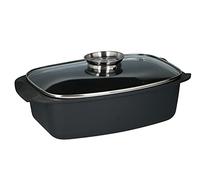 Alpina Roaster - with Handles and Glass lid - Practical Aroma knob - 5.5 L - Black