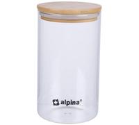 alpina Storage Jar 900ML - Glass Jar with Lid - Borosilicate Glass/Bamboo Storage Jar - Candy Jar - Suitable for Candy, Rice, Spagetthi, Cornflakes and More - Dishwasher Safe