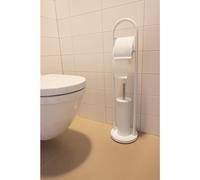 Alpina Metal Toilet Roll Holder with Brush 20 x 80 cm White