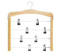 alpina Trouser Hanger Space Saving - Clothes Hanger with Clips - Wooden Clothes Hanger - Space for 5 Garments - Skirts and Trousers - 39 x 43 x 1.4 CM - Wood/Metal