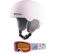 ALPINA ZUPO SET PINEY 2.0, safe set consisting of ski goggles and ski helmet, for children - light rose - 51-55