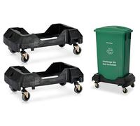 Alpine 16/23 Gallon Slim Trash Can Dolly 2 Pack - 4 Wheels Rectangular Plastic Rolling Garbage Can Dolly, Trash Can Wheels, Trash Can Roller Base, Commercial Trash Can Cart, Holds Up to 200lbs