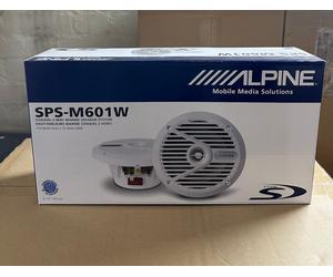 Alpine 16cm 6.5-inch 110W White Marine Boat Speakers with grills SPS-M601W