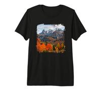 Alpine Autumn Valley Mountain Peaks Scenic Landscape Premium T-Shirt