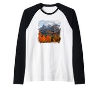 Alpine Autumn Valley Mountain Peaks Scenic Landscape Raglan Baseball Tee