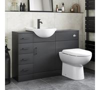 Alpine Back To Wall Toilet & Vanity Unit with Basin - Black 1165mm