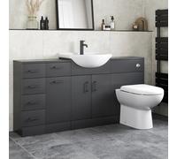 Alpine Back To Wall Toilet & Vanity Unit with Basin - Black 1564mm