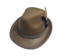 Alpine Beanies with Feathers - German Alpine Brown Hat | Bavarian Alpine Fedora Hat | Soft German Oktoberfest Hats for Adults | Comfortable Bavarian Hat for Role Play, Hallo Party