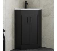 Alpine Black Corner Vanity Unit with Basin - 585mm - Double Doors