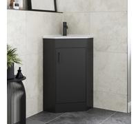 Alpine Black Corner Vanity Unit with Basin - 585mm - Single Door
