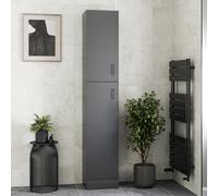Alpine Black Freestanding Tall Bathroom Storage Cabinet - 1900 x 350mm