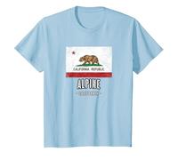 Alpine - California | Cali City Souvenir - CA Flag - T-Shirt, Youth, Baby Blue, Medium